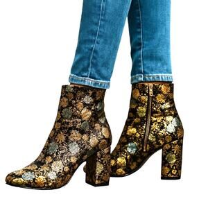Charles 5.5 Floral Women's Chelsea Ankle Boots 3 Inch Heel Girl's 5 1/2 Shoes